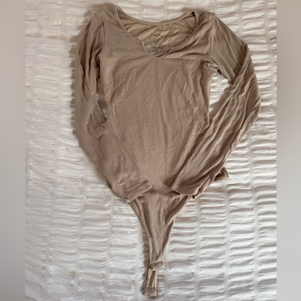 Klassy Network beige body suit, size L